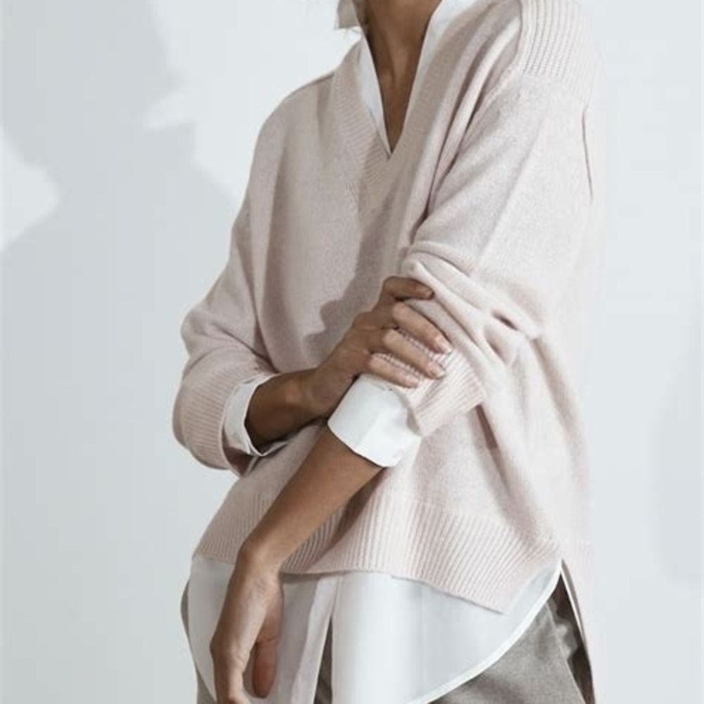 Brochu Walker Pink V-Neck Sweater with Relaxed Fit